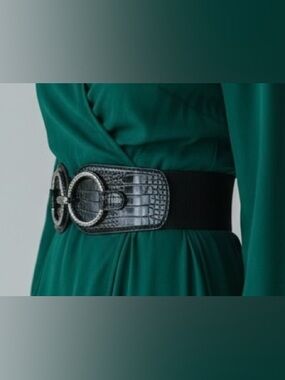 Moc Croc Enbossed Wide Stretch Cinch Belt Small